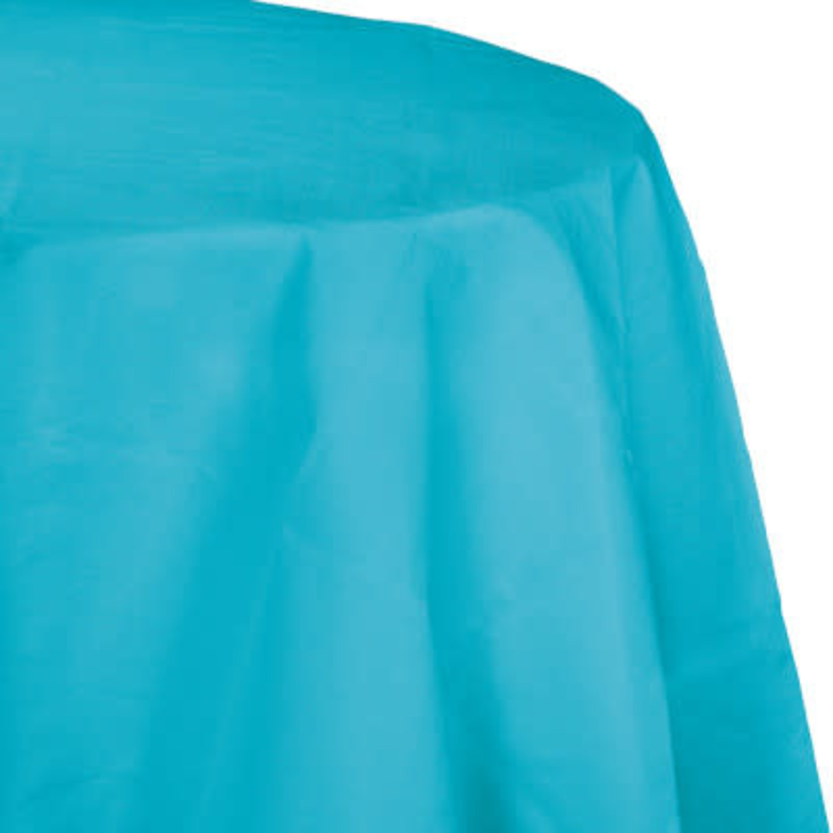 Touch of Color 82" Bermuda Blue Round Plastic-Lined Tablecover - 1ct.