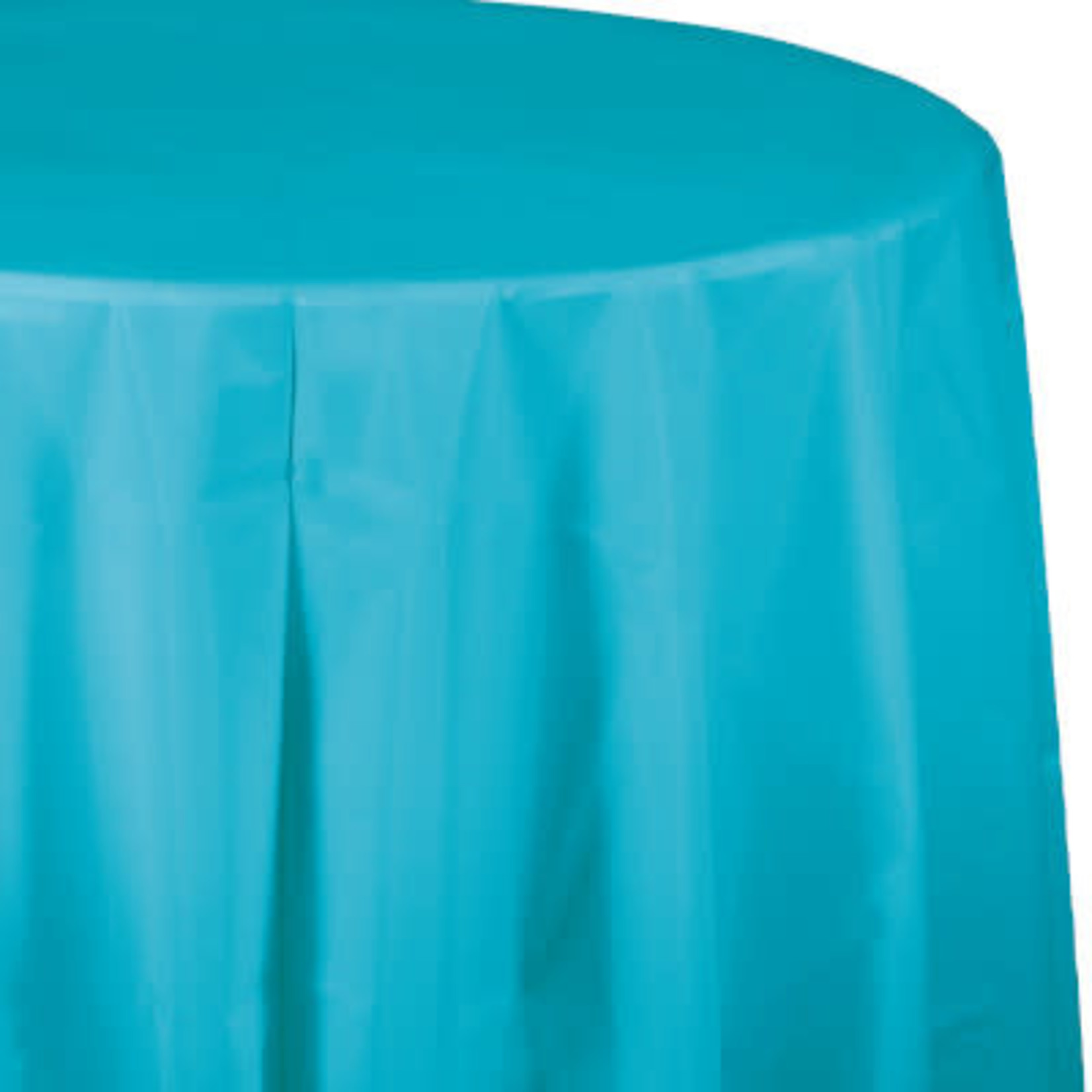 Touch of Color 82" Bermuda Blue Round Plastic Tablecover - 1ct.