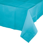 Touch of Color Bermuda Blue  Plastic-Lined Paper Rectangle Tablecover - 54" x 108"