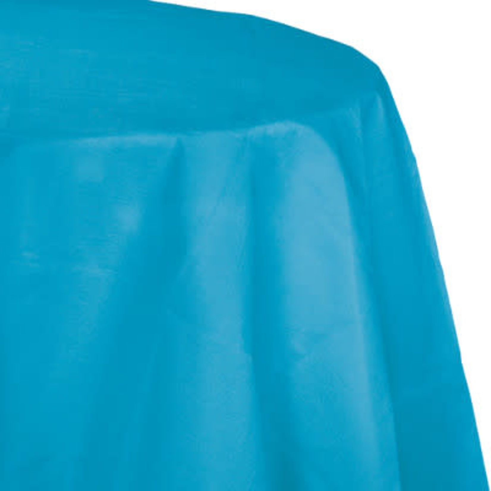 Touch of Color 82" Turquoise Blue Plastic-Lined Round Tablecover - 1ct.