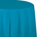 Touch of Color 82" Turquoise Blue Round Plastic Tablecover - 1ct.