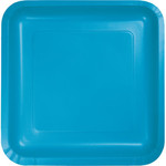 Touch of Color 7" Turquoise Blue Square Plates - 18ct.