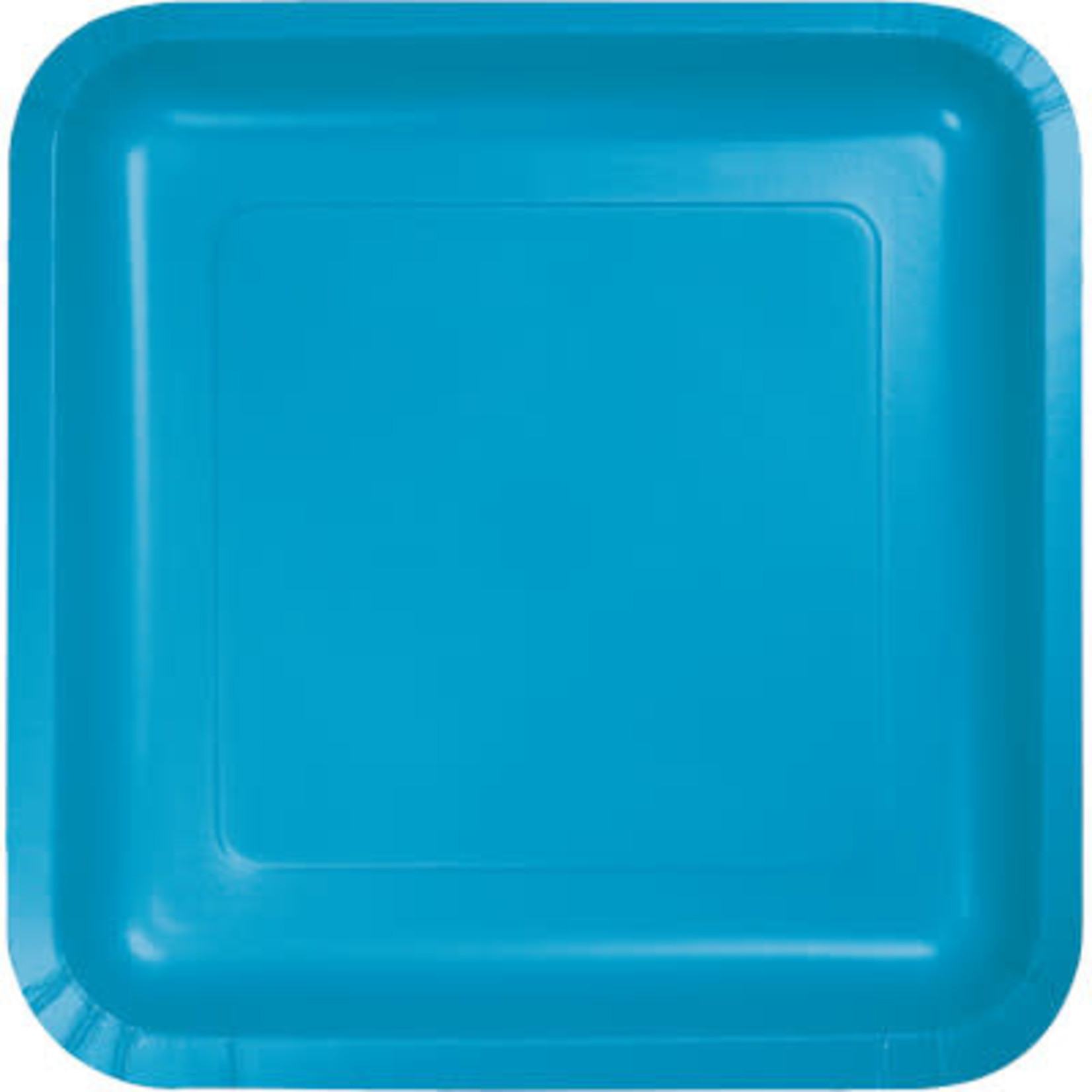 Touch of Color 9" Turquoise Blue Square Plates - 18ct.