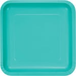 Touch of Color 9" Teal Lagoon Square Paper Plates - 18ct.