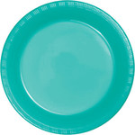 Touch of Color 10" Teal Lagoon Plastic Banquet Plates - 20ct.