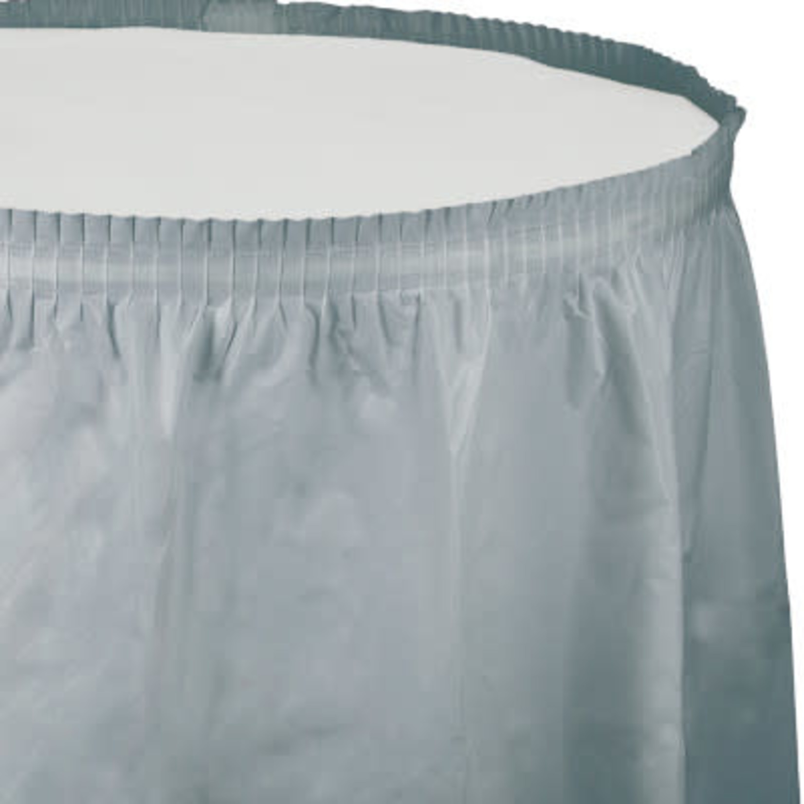 Touch of Color Shimmering Silver Plastic Tableskirt - 1ct. ( 29"x14' )