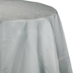 Touch of Color 82" Shimmering Silver Plastic-Lined Round Tablecover