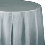 Touch of Color 82" Shimmering Silver Round Plastic Tablecover - 1ct.