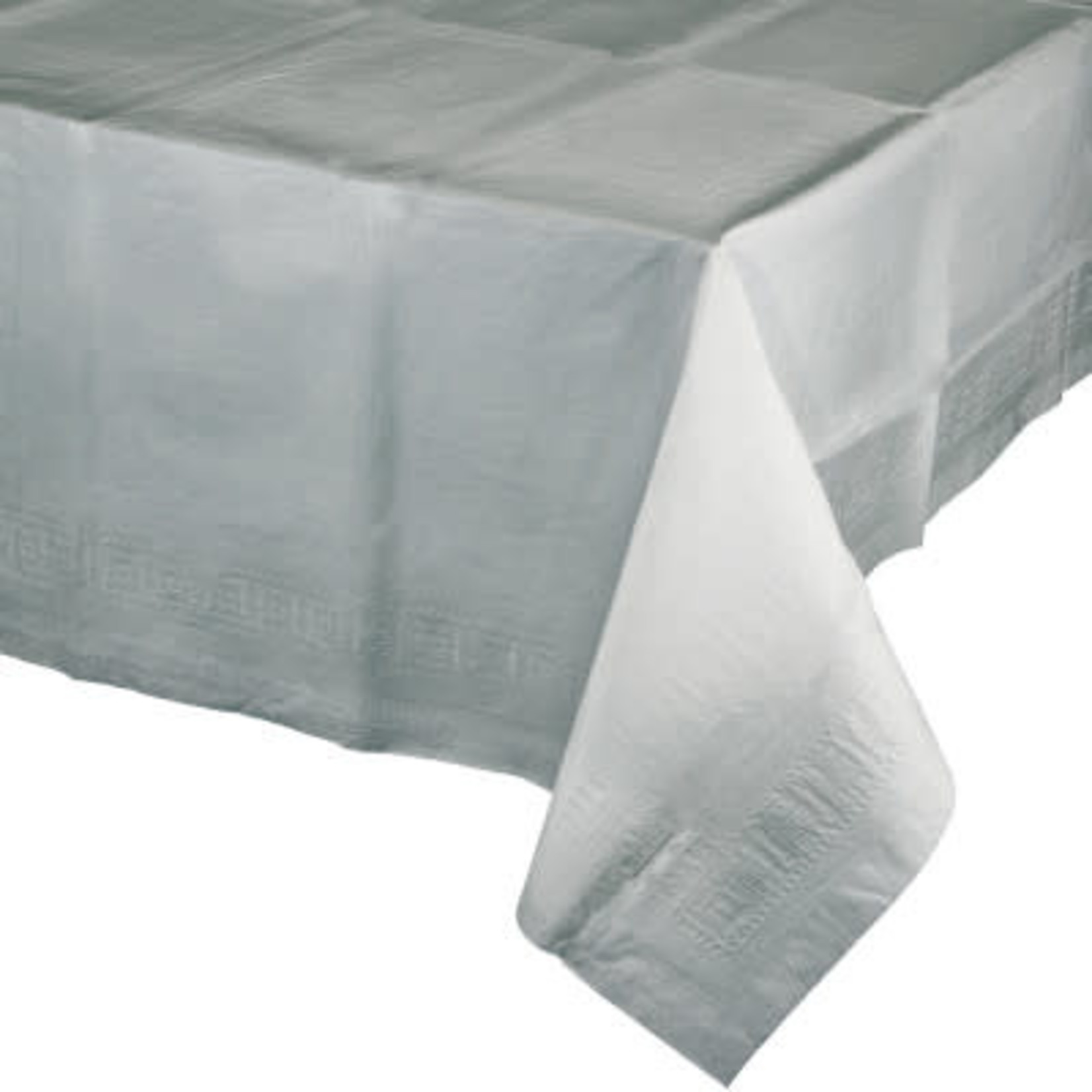 Touch of Color Shimmering Silver Plastic-Lined Rectangle Tablecover - 54" x 108"
