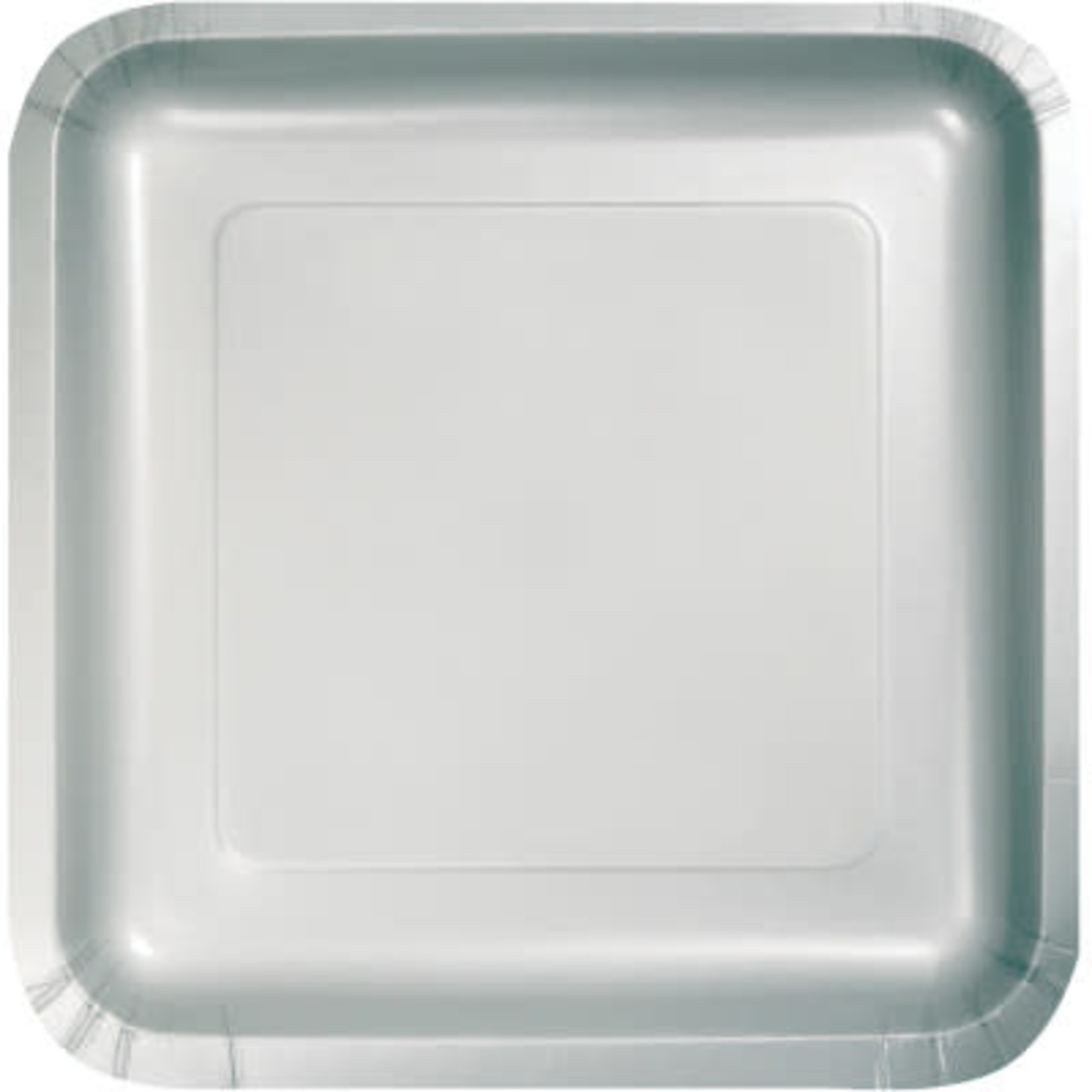 Touch of Color 7" Shimmering Silver Square Paper Plates - 18ct.