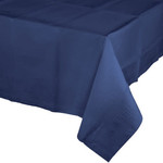 Touch of Color Navy Blue Plastic-Lined Rectangle Tablecover  - 1ct. (54" x 108")