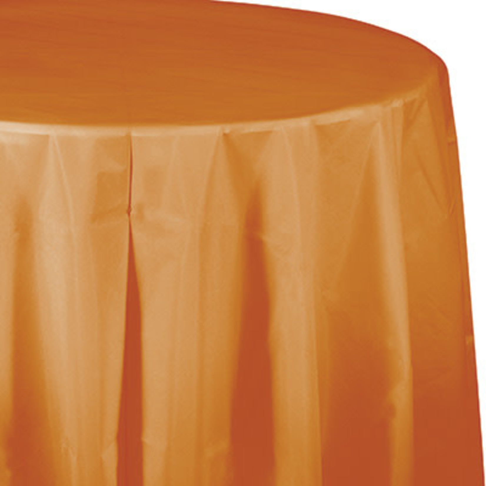 Touch of Color 82" Pumpkin Spice Orange Round Plastic Tablecover