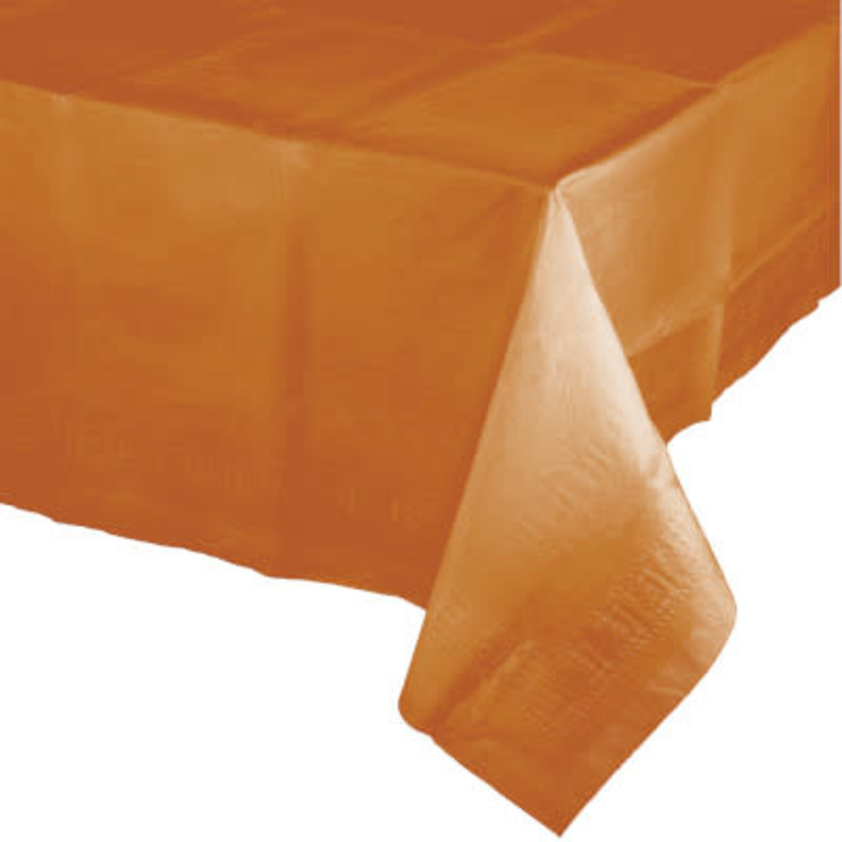 Touch of Color Pumpkin Spice Orange Plastic-Lined Rectangle Tablecover - 54" x 108"