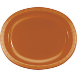 Touch of Color 10" x 12" Pumpkin Spice Orange Oval Paper Plates - 8ct.