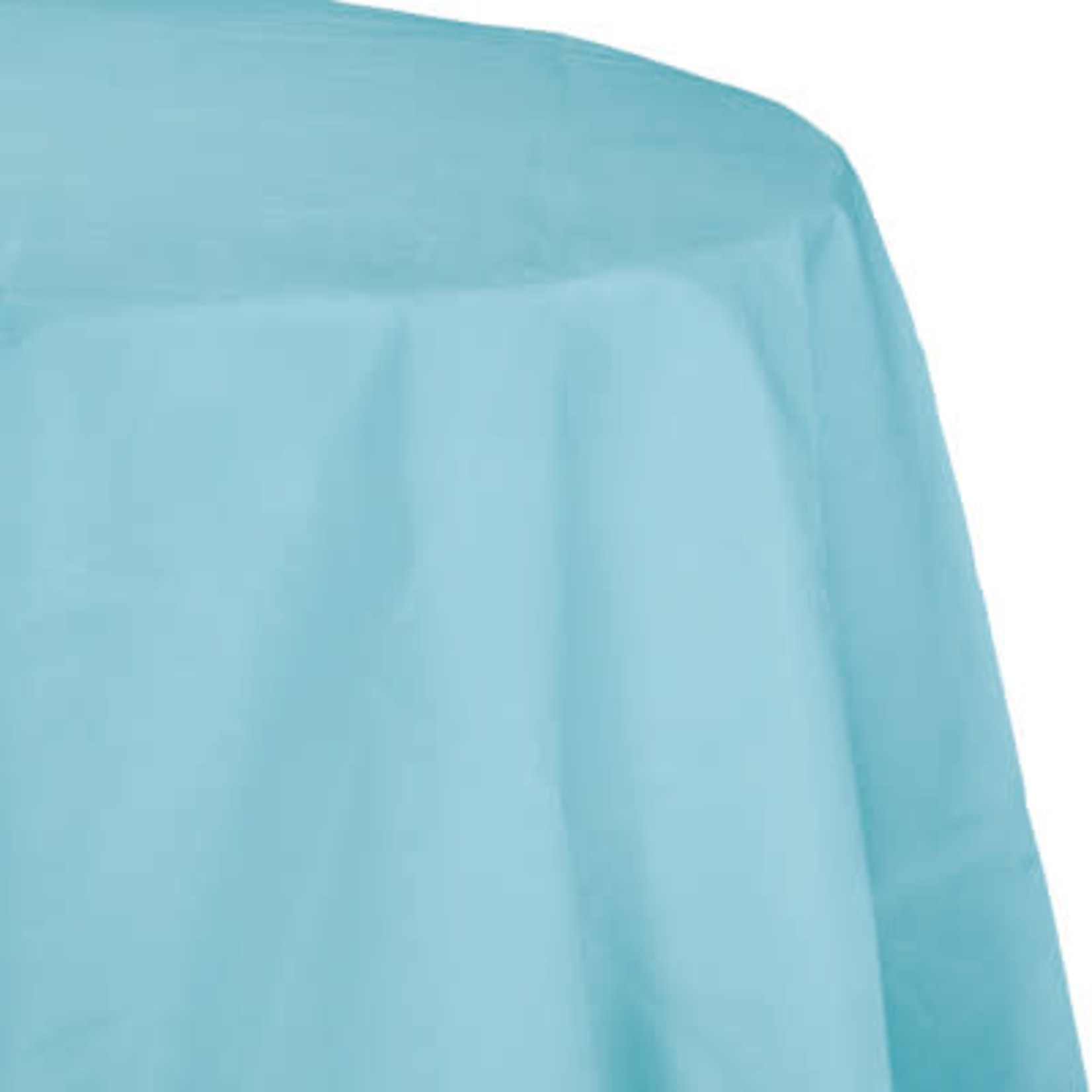 Touch of Color 82" Round Pastel Blue Plastic-Lined Tablecover - 1ct.
