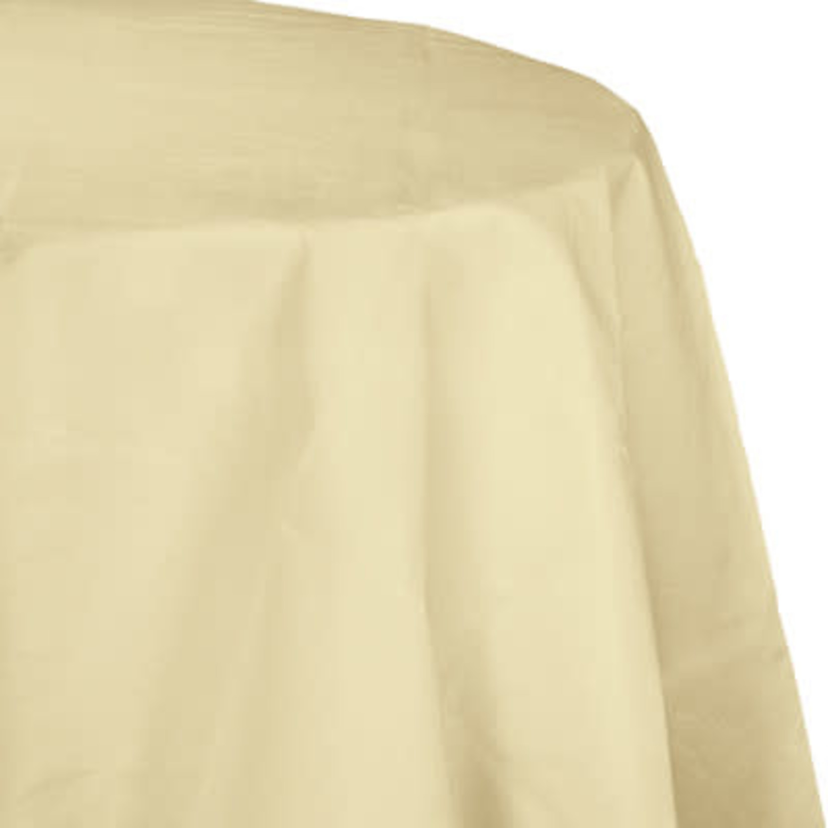Touch of Color 82" Ivory Round Plastic-Lined Tablecloth