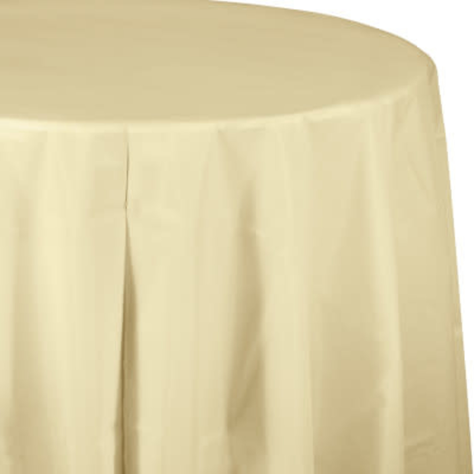 Touch of Color 82" Ivory Round Plastic Tablecover - 1ct.