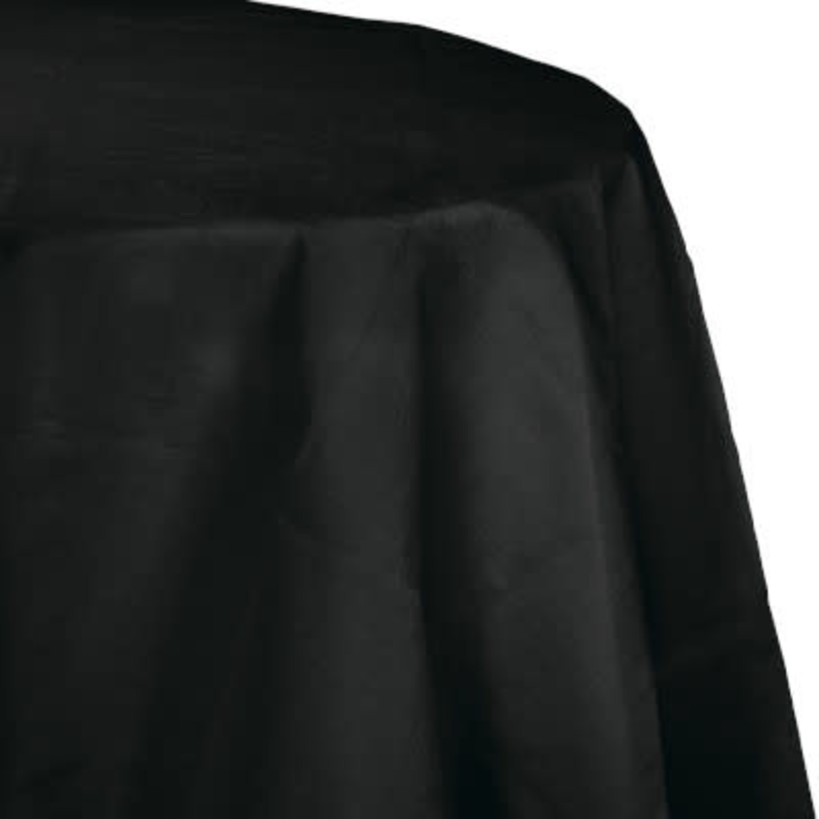 Touch of Color 82" Black Round Plastic-Lined Tablecover - 1ct.