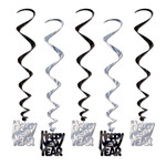 Beistle Black & Silver New Year Hanging Whirls - 5ct.