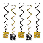 Beistle Black & Gold New Year Hanging Whirls - 5ct.