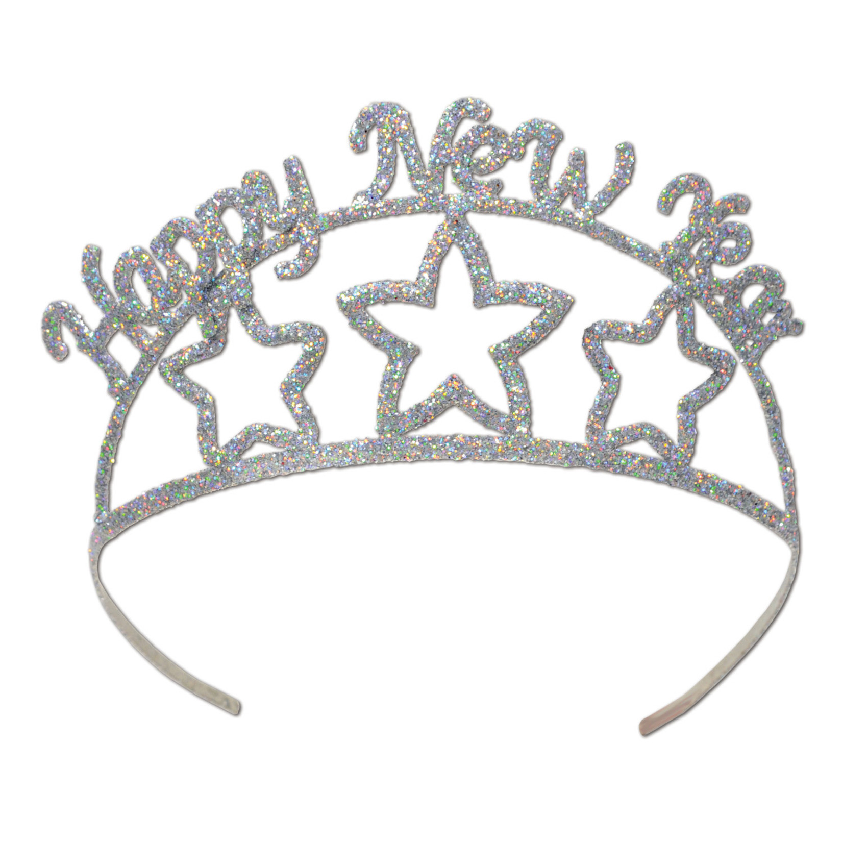 Beistle Silver Happy New Year Glittered Metal Tiara - 1ct.