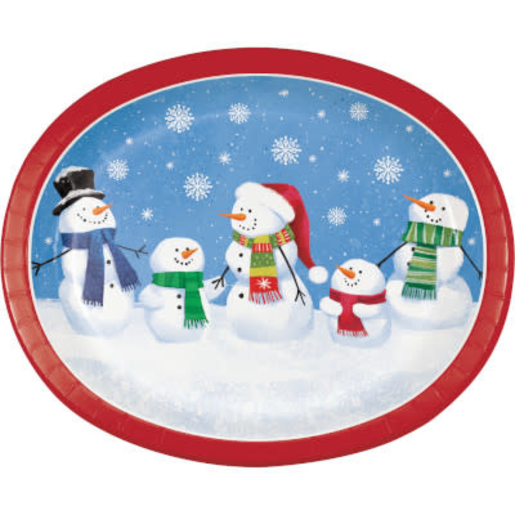 Creative Converting Smiling Snowmen Dinner Plates Platters - 8ct.