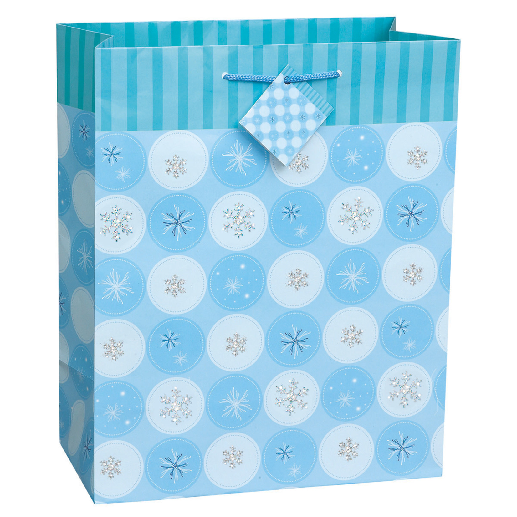 unique Glitter Snow Flakes Medium Gift Bag w/ Handle