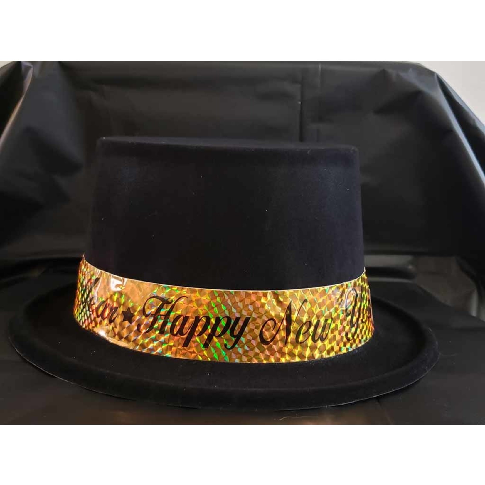 everbright Black Felt New Year Top Hat w/ Gold Band