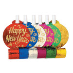 Creative Converting Gold Glitter Happy New Year Blowouts - Assorted Colors - 6ct.