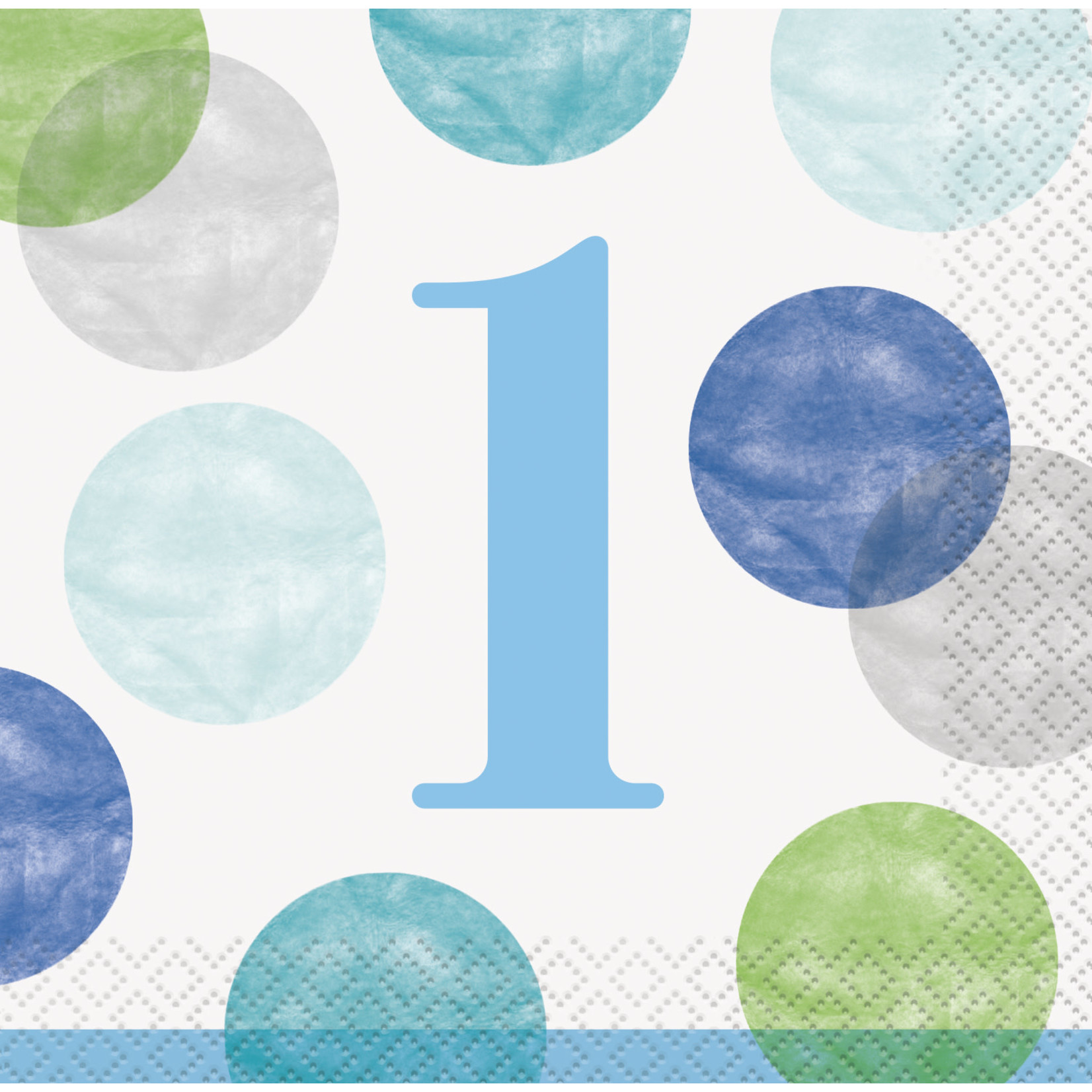 unique 1st Birthday Blue Dots Beverage Napkins - 16ct.