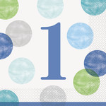 unique 1st Birthday Blue Dots Lunch Napkins - 16ct.