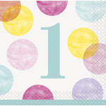 unique Pink Dots 1st Birthday Beverage Napkins - 16ct.