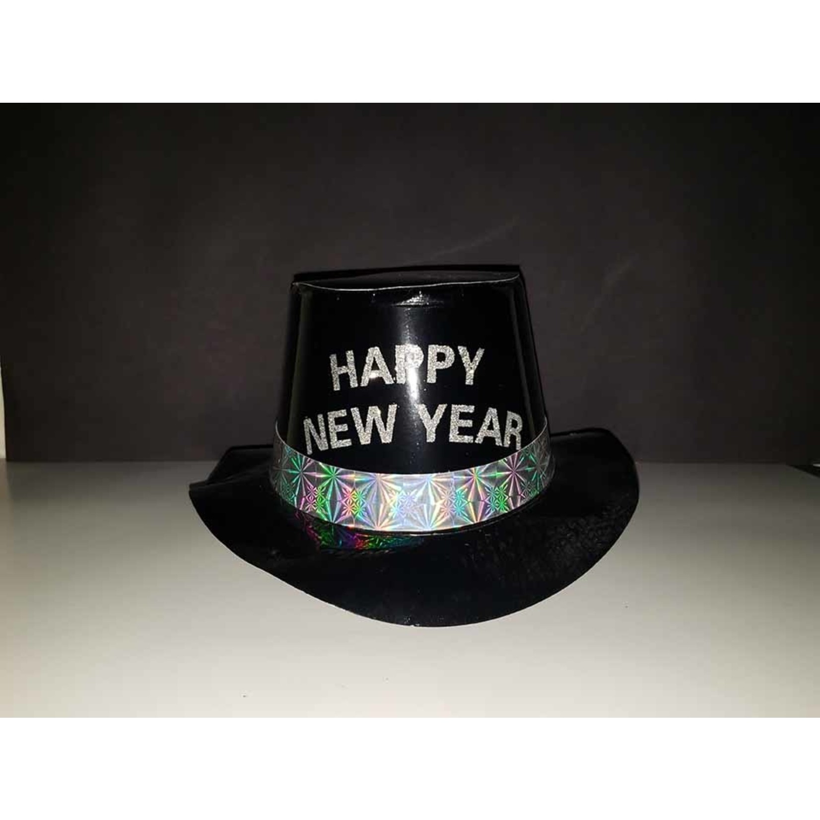 party club Happy New Year Black Top Hat w/ Silver Writing