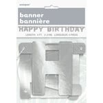 unique Silver Happy Birthday Banner - 4ft.