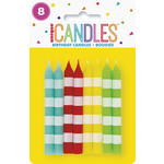 unique 8ct. Multi-Color Striped Candles