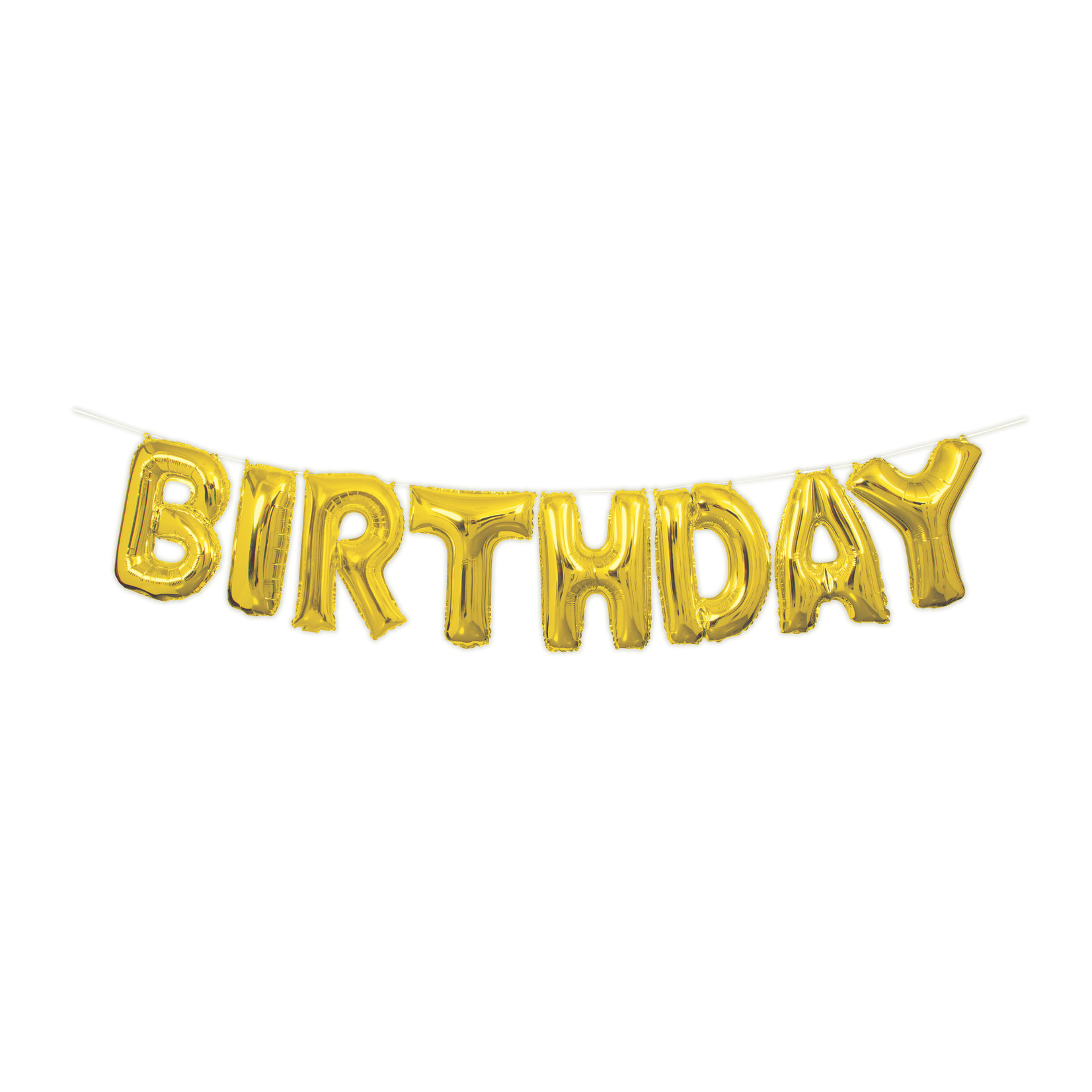 unique Gold Happy Birthday Air-Filled Balloon Letter Banner - 14'