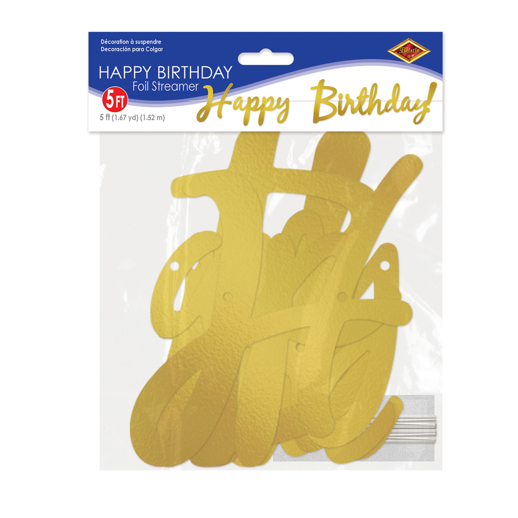 Beistle Gold Happy Birthday Script Banner - 5ft.