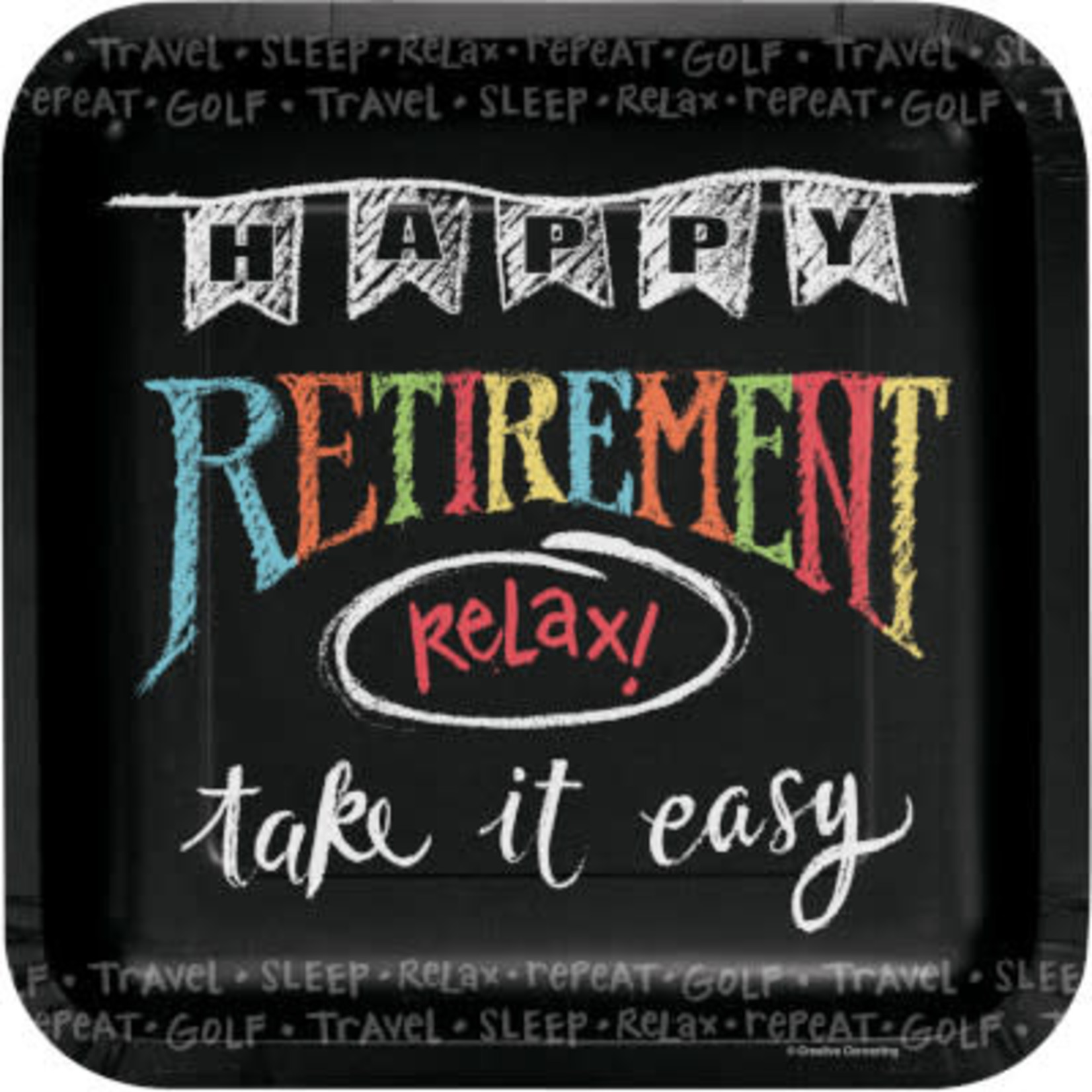 PPART Retirement Chalk 9" Dinner Plate - 8ct.