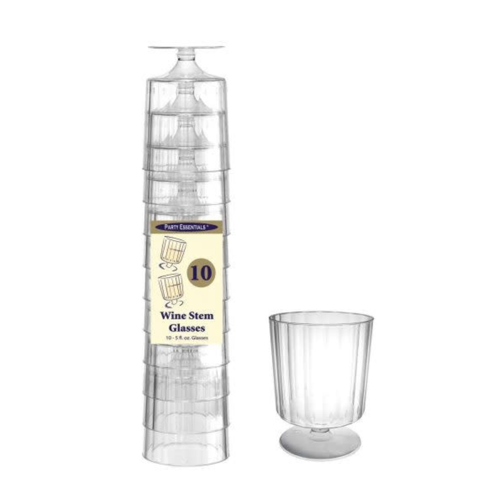 Party Essentials 5oz. Deluxe Wine Stems  Clear - 10 Ct.