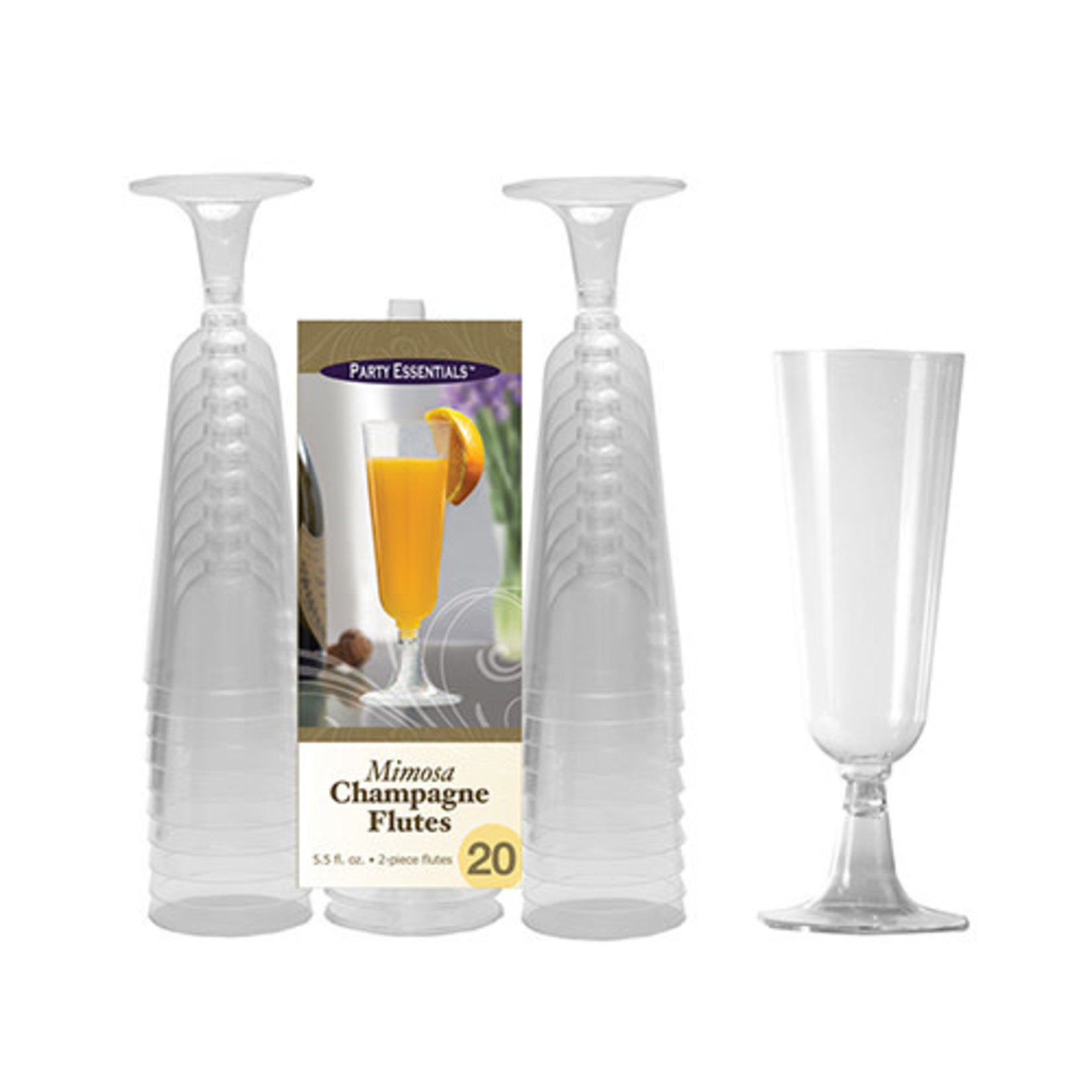Party Essentials 5.5oz. Clear 2pc. Mimosa Flutes - 20 Ct.