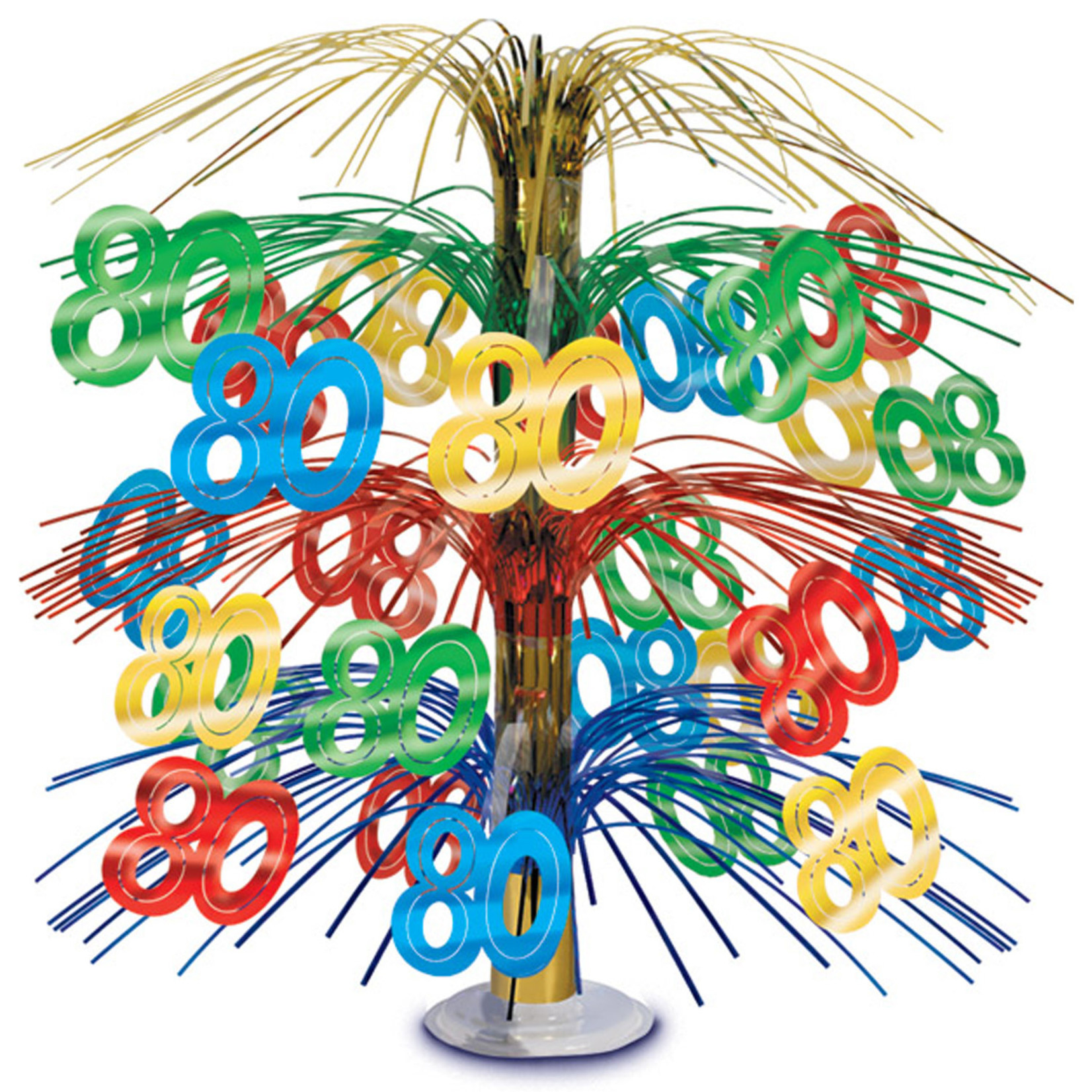 Beistle 18" Multi-Color 80th Cascade Centerpiece - 1ct.