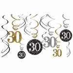 Amscan Sparkling Celebration 30th Hanging Swirls - 12ct.