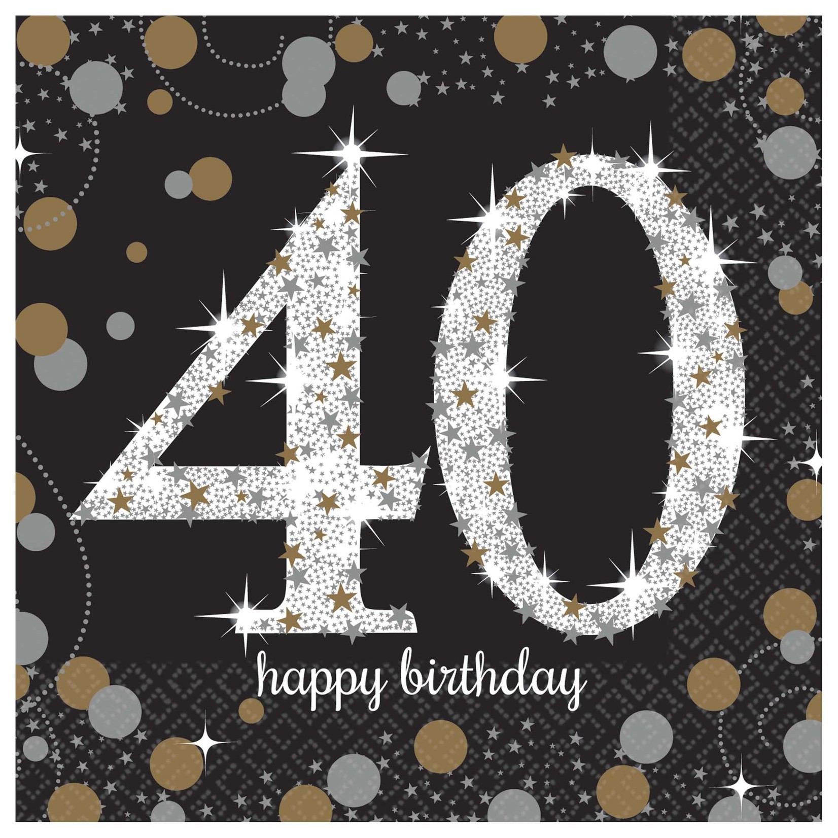 Amscan Sparkling Celebration 40th Bev. Napkins - 16ct.