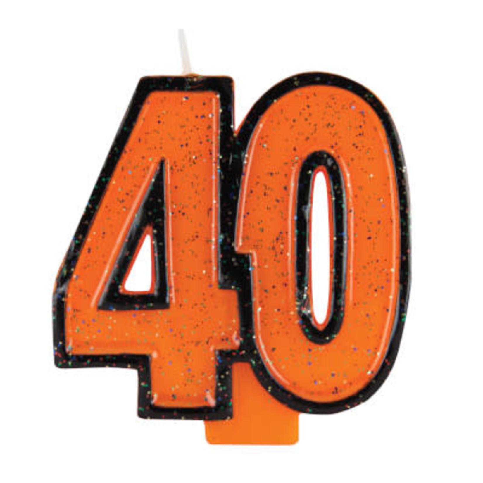 Creative Converting 40th Birthday Orange Glitter Candle - 1ct.