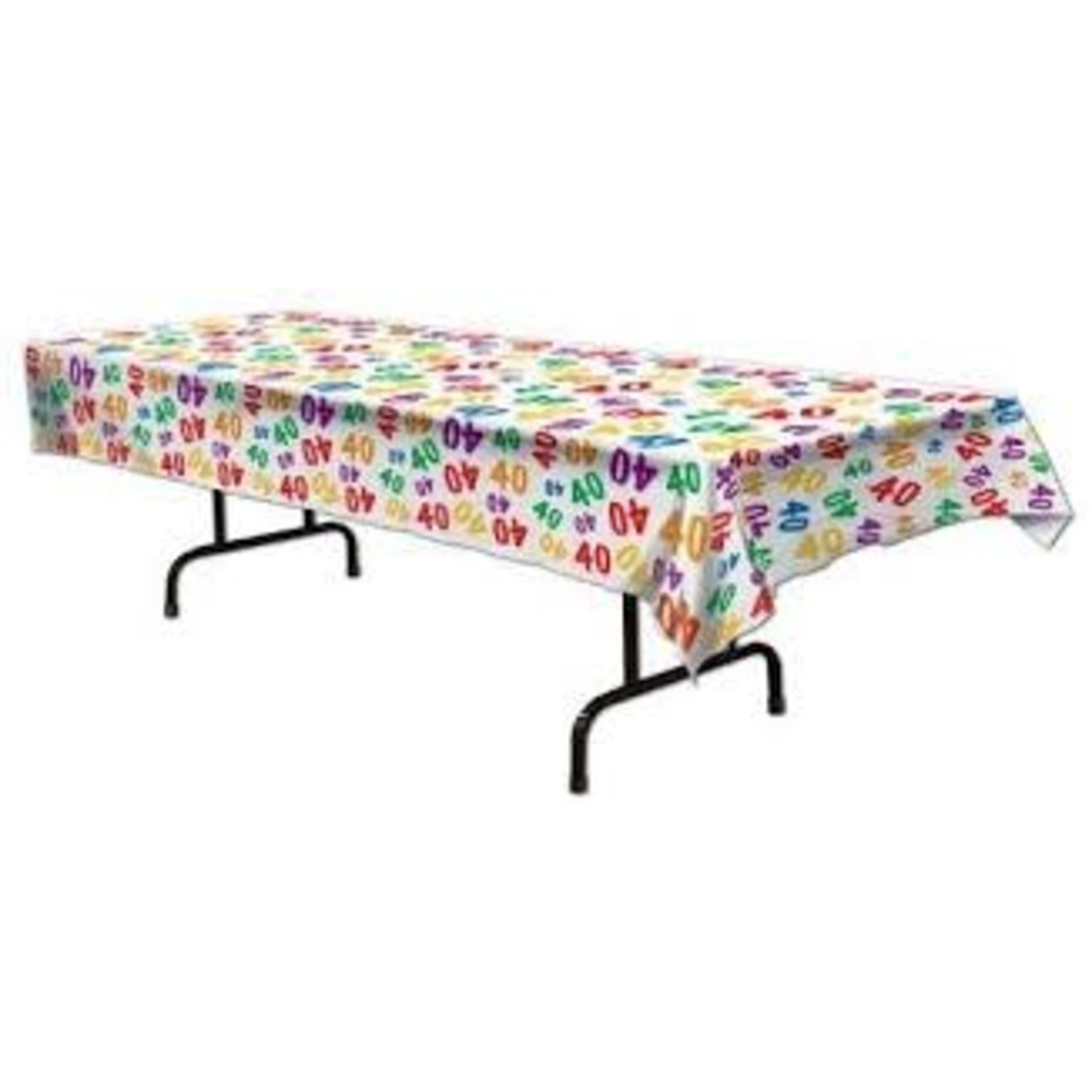 Beistle 40th Multi-Color Tablecover - 1ct. (54" x 108")