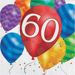 creative converting Balloon Blast Birthday 60th Lunch Napkins - 16ct.