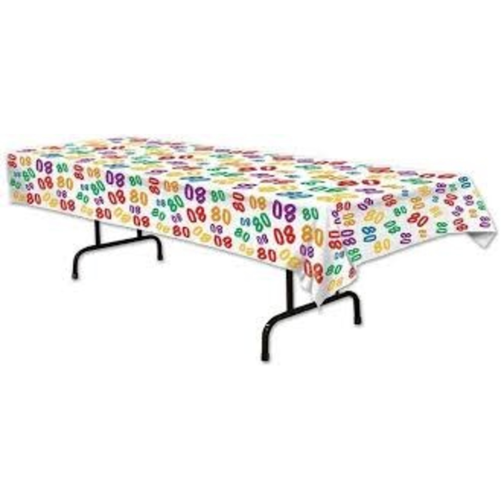 Beistle 80th Birthday Plastic Tablecover - 1ct. (54" x 108")