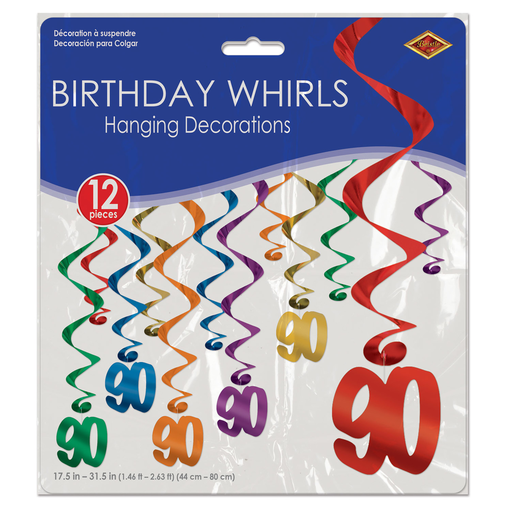 Beistle 90th Birthday Hanging Whirls - 12ct.