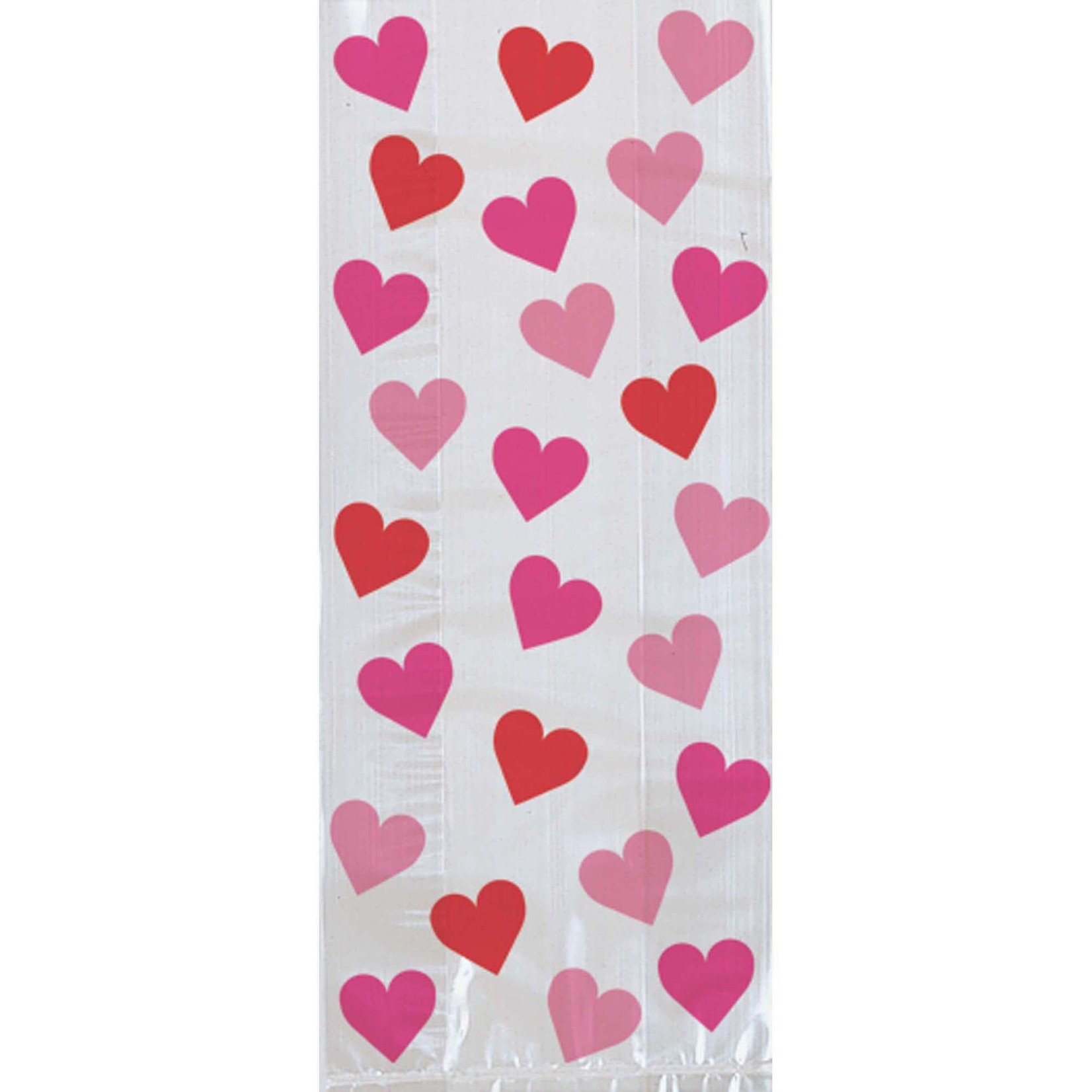 Amscan Small Pink Hearts Cellophane Bags - 20ct. (9.5"h x 4"w)