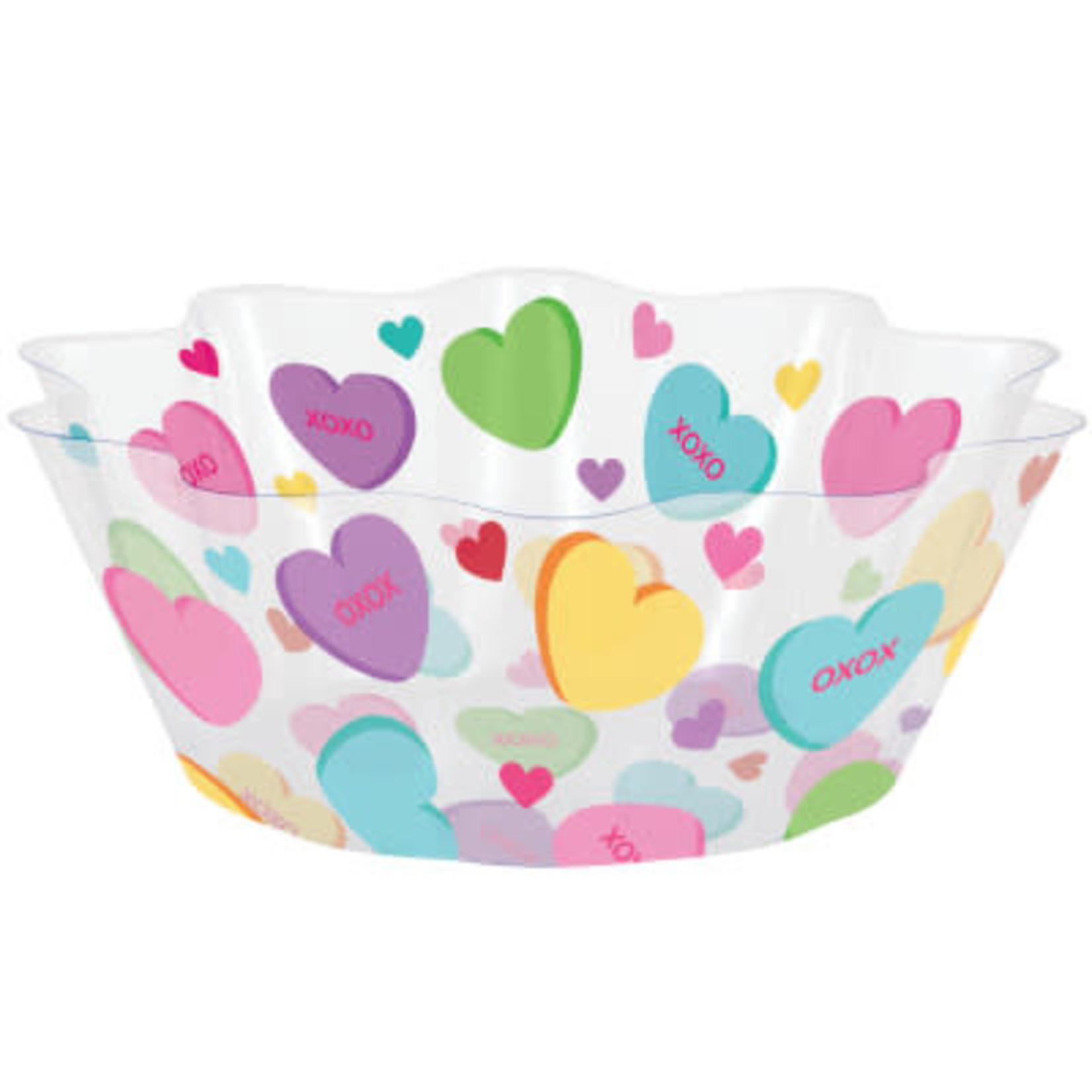 Creative Converting 8" Valentine  Hearts Plastic Fluted Bowl